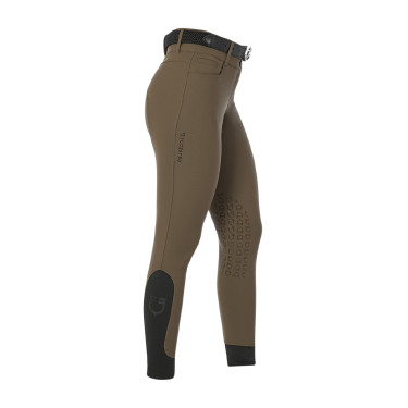 Pantalon d’équitation femme Equestro grip genoux taille haute Walnut Marron