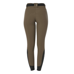 Pantalon d’équitation femme Equestro grip genoux taille haute Walnut Marron