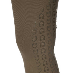 Pantalon d’équitation femme Equestro grip genoux taille haute Walnut Marron
