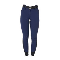 Pantalon d’équitation femme Equestro grip genoux taille haute Blanc antique Beige