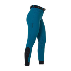 Pantalon d’équitation femme Equestro grip genoux taille haute Coral bleu