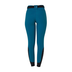 Pantalon d’équitation femme Equestro grip genoux taille haute Coral bleu