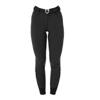 Pantalon d’équitation femme Equestro grip genoux taille haute Noir