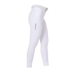 Pantalon d’équitation femme Equestro grip genoux taille haute Blanc