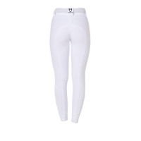 Pantalon d’équitation femme Equestro grip genoux taille haute Blanc