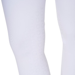 Pantalon d’équitation femme Equestro grip genoux taille haute Blanc