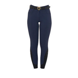 Pantalon d’équitation femme Equestro grip genoux taille haute doublé polaire Marine blazer Bleu marine