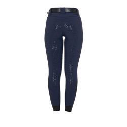 Pantalon d’équitation femme Equestro grip genoux taille haute doublé polaire Marine blazer Bleu marine