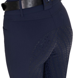 Pantalon d’équitation femme Equestro grip genoux taille haute doublé polaire Marine blazer Bleu marine