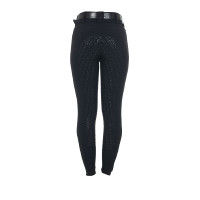 Pantalon d’équitation femme Equestro grip genoux taille haute doublé polaire Noir