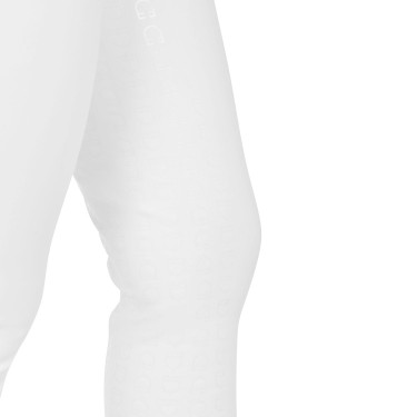Pantalon d’équitation femme Equestro grip genoux taille haute doublé polaire Blanc