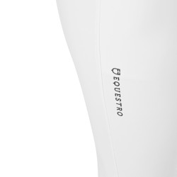Pantalon d’équitation femme Equestro grip genoux taille haute doublé polaire Blanc