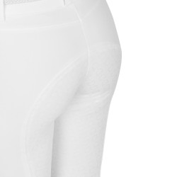 Pantalon d’équitation femme Equestro grip genoux taille haute doublé polaire Blanc