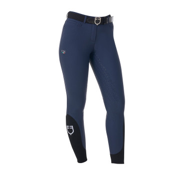 Pantalon d’équitation femme Equestro x FISE full grip Marine blazer Bleu marine