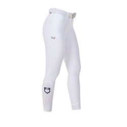 Pantalon d’équitation femme Equestro x FISE full grip Blanc