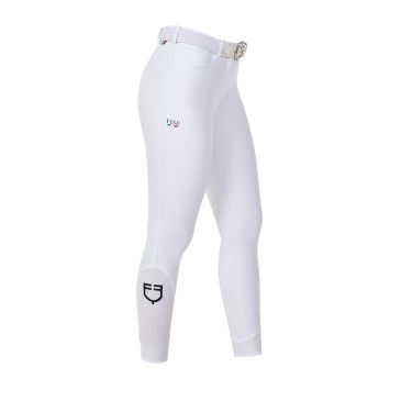 Pantalon d’équitation femme Equestro x FISE full grip Blanc