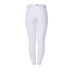 Pantalon d’équitation femme Equestro x FISE full grip Blanc