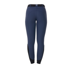 Pantalon d’équitation femme Equestro x FISE grip genoux Marine blazer Bleu marine