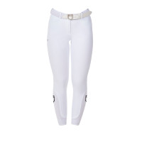 Pantalon d’équitation femme Equestro x FISE grip genoux Blanc