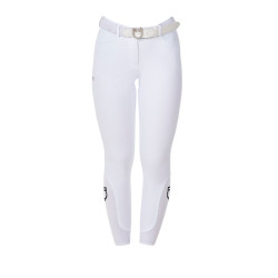 Pantalon d’équitation femme Equestro x FISE grip genoux Blanc
