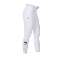 Pantalon d’équitation femme Equestro x FISE grip genoux Blanc