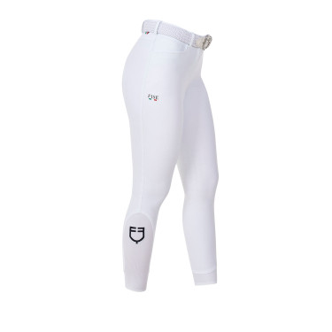 Pantalon d’équitation femme Equestro x FISE grip genoux Blanc