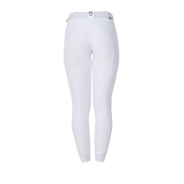 Pantalon d’équitation femme Equestro x FISE grip genoux Blanc