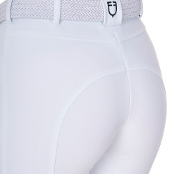 Pantalon d’équitation femme Equestro x FISE grip genoux Blanc