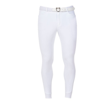 Pantalon d’équitation homme Equestro x FISE full grip Blanc