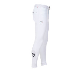 Pantalon d’équitation homme Equestro x FISE full grip Blanc