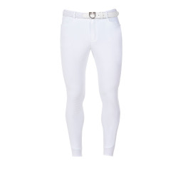 Pantalon d’équitation homme Equestro x FISE grip genoux Blanc