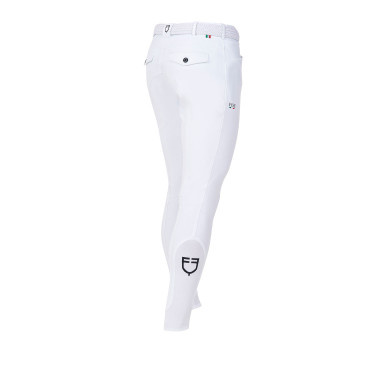 Pantalon d’équitation homme Equestro x FISE grip genoux Blanc