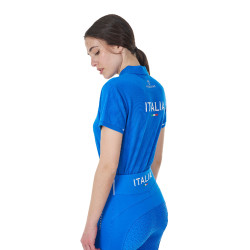 Polo d’entraînement femme Equestro x FISE trois boutons manches courtes