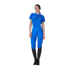 Polo d’entraînement femme Equestro x FISE trois boutons manches courtes
