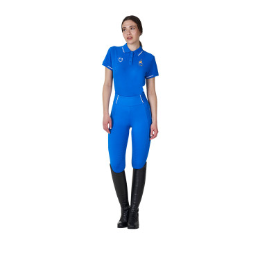 Polo d’entraînement femme Equestro x FISE trois boutons manches courtes