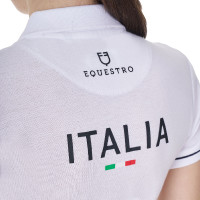 Polo d’entraînement femme Equestro x FISE trois boutons manches courtes Blanc Polo d’entraînement femme Equestro x FISE trois boutons manches courtes Blanc