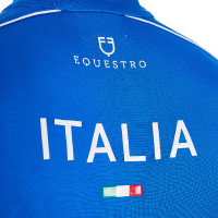Polo d’entraînement homme Equestro x FISE avec zip drapeau italien manches courtes Bleu de savoie