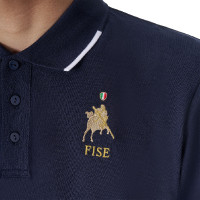 Polo d’entraînement homme Equestro x FISE trois boutons manches courtes Marine blazer Bleu marine