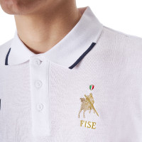 Polo d’entraînement homme Equestro x FISE trois boutons manches courtes Blanc