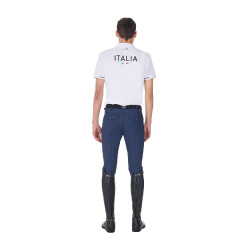 Polo d’entraînement homme Equestro x FISE trois boutons manches courtes Blanc