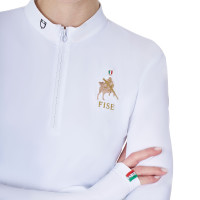 Polo de concours femme manches longues Equestro x FISE Blanc Polo de concours femme manches longues Equestro x FISE Blanc
