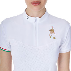 Polo de concours femme stretch Equestro x FISE manches courtes