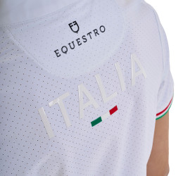 Polo de concours fille zippé Equestro x FISE manches courtes Blanc Polo de concours fille zippé Equestro x FISE manches courtes Blanc