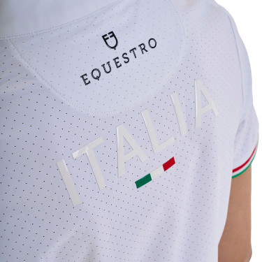 Polo de concours fille zippé Equestro x FISE manches courtes Blanc Polo de concours fille zippé Equestro x FISE manches courtes Blanc