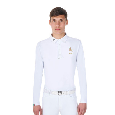 Polo de concours homme manches longues Equestro x FISE Blanc Polo de concours homme manches longues Equestro x FISE Blanc
