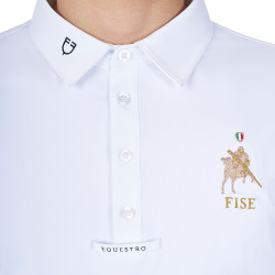 Polo de concours homme manches longues Equestro x FISE Blanc Polo de concours homme manches longues Equestro x FISE Blanc