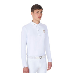 Polo de concours homme manches longues Equestro x FISE Blanc Polo de concours homme manches longues Equestro x FISE Blanc