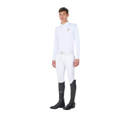 Polo de concours homme manches longues Equestro x FISE Blanc Polo de concours homme manches longues Equestro x FISE Blanc