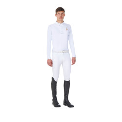 Polo de concours homme manches longues Equestro x FISE Blanc Polo de concours homme manches longues Equestro x FISE Blanc