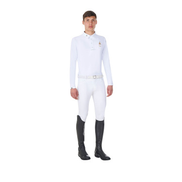 Polo de concours homme manches longues Equestro x FISE Blanc Polo de concours homme manches longues Equestro x FISE Blanc